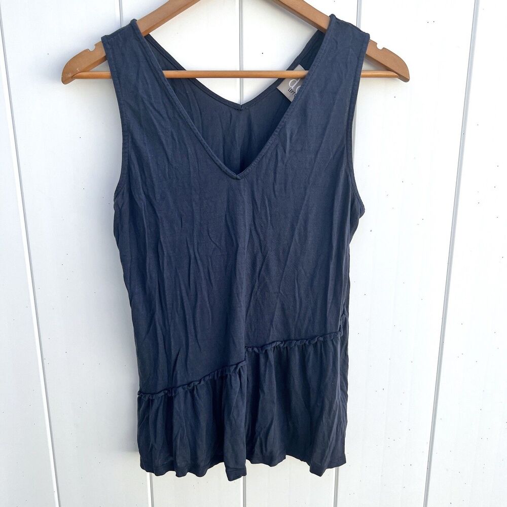 Dolan Left Coast Shirt Tank Top V-Neck Sleeveless Blue Peplum Ruffle Small